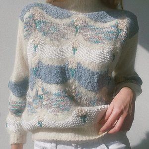 Vintage Scenic Hand Knit Sweater